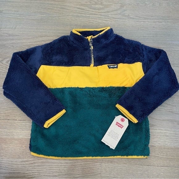 NWT Levi's Boy's Sherpa 1/2 Zip Pullover Sweater Size 5 - Picture 1 of 9